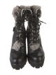 Giuseppe Zanotti Leather Fur Trim Combat Boots