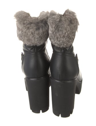 Giuseppe Zanotti Leather Fur Trim Combat Boots