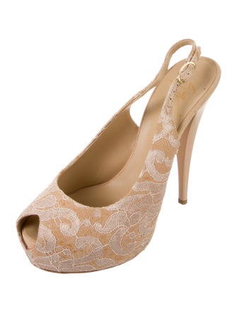 Giuseppe Zanotti Lace Lace Pattern Slingback Pumps
