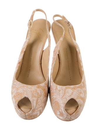 Giuseppe Zanotti Lace Lace Pattern Slingback Pumps