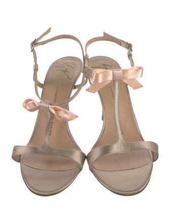 Giuseppe Zanotti Satin Crystal Embellishments T-Strap Sandals