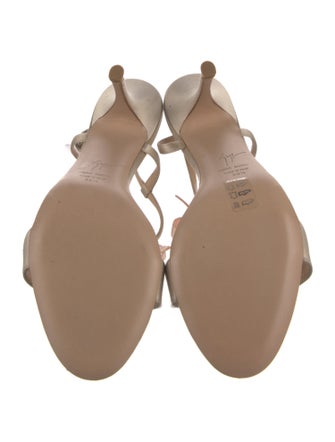 Giuseppe Zanotti Satin Crystal Embellishments T-Strap Sandals