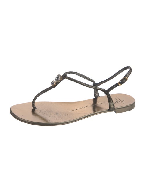 Giuseppe Zanotti Leather Crystal Embellishments T-Strap Sandals