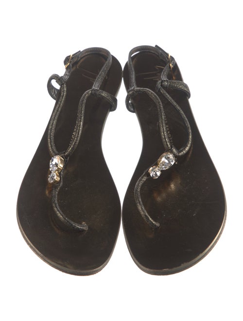 Giuseppe Zanotti Leather Crystal Embellishments T-Strap Sandals