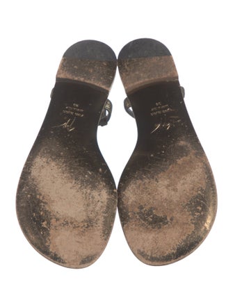 Giuseppe Zanotti Leather Crystal Embellishments T-Strap Sandals