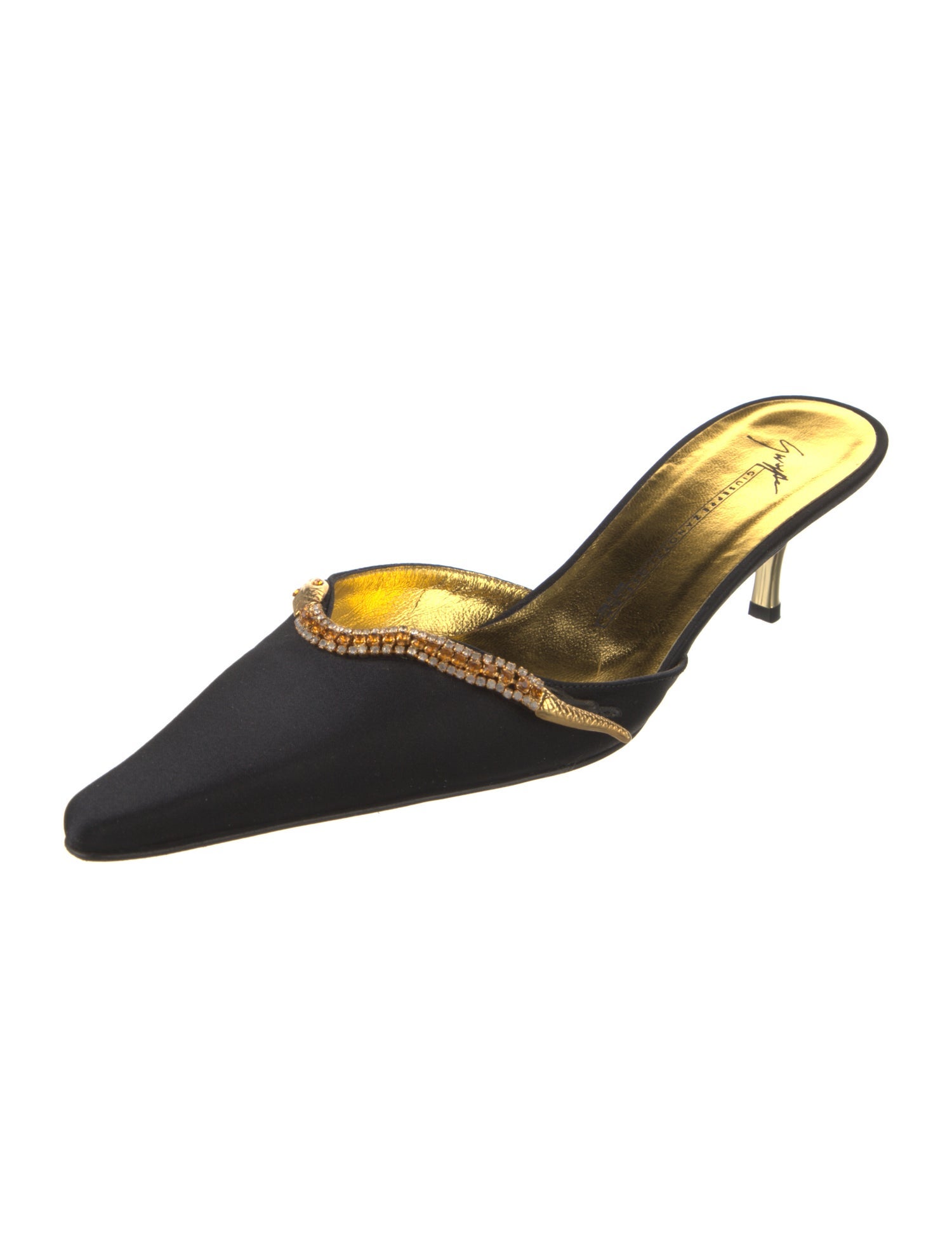 Giuseppe Zanotti Satin Crystal Embellishments Mules