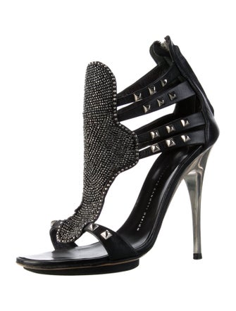 Giuseppe Zanotti Leather Studded Accents T-Strap Sandals