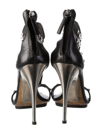 Giuseppe Zanotti Leather Studded Accents T-Strap Sandals
