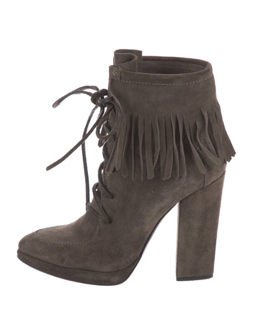 Giuseppe Zanotti Suede Fringe Trim Accent Lace-Up Boots