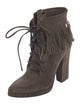 Giuseppe Zanotti Suede Fringe Trim Accent Lace-Up Boots