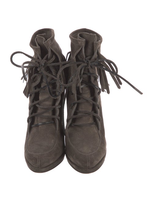 Giuseppe Zanotti Suede Fringe Trim Accent Lace-Up Boots