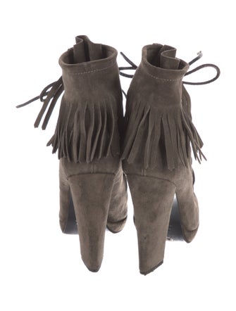 Giuseppe Zanotti Suede Fringe Trim Accent Lace-Up Boots