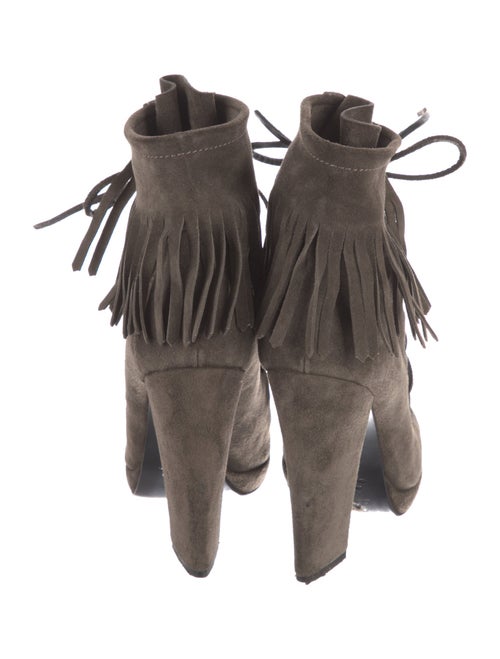 Giuseppe Zanotti Suede Fringe Trim Accent Lace-Up Boots