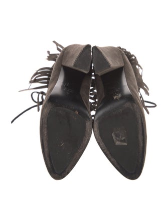 Giuseppe Zanotti Suede Fringe Trim Accent Lace-Up Boots