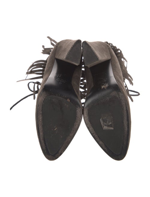 Giuseppe Zanotti Suede Fringe Trim Accent Lace-Up Boots