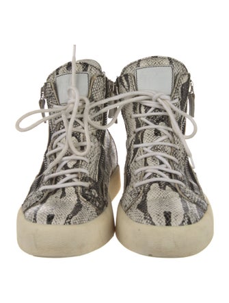 Giuseppe Zanotti Leather Animal Print Wedge Sneakers