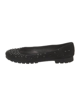 Giuseppe Zanotti Suede Crystal Embellishments Ballet Flats