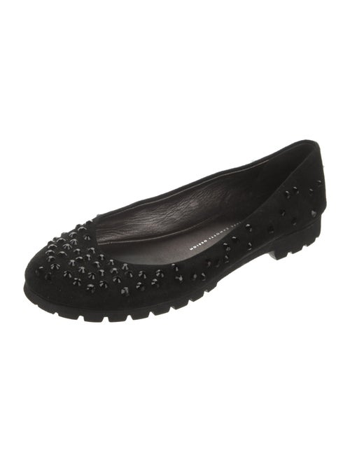 Giuseppe Zanotti Suede Crystal Embellishments Ballet Flats