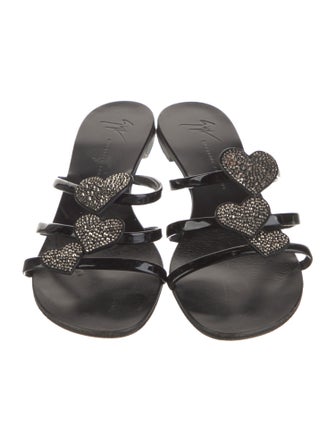 Giuseppe Zanotti Patent Leather Crystal Embellishments Slides