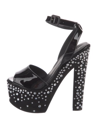 Giuseppe Zanotti Patent Leather Polka Dot Print Slingback Pumps