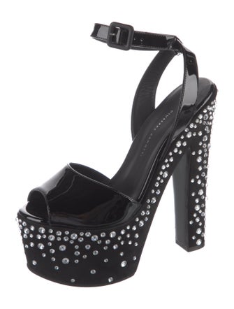 Giuseppe Zanotti Patent Leather Polka Dot Print Slingback Pumps