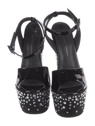 Giuseppe Zanotti Patent Leather Polka Dot Print Slingback Pumps