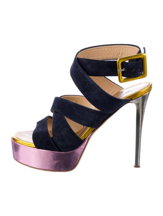 Giuseppe Zanotti Suede Colorblock Pattern Sandals
