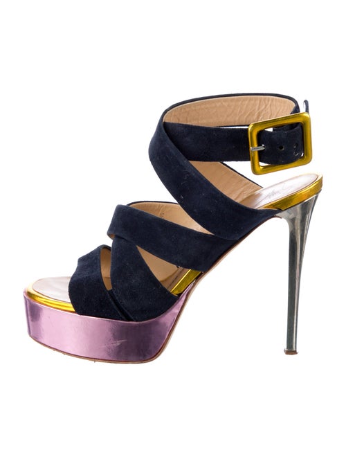Giuseppe Zanotti Suede Colorblock Pattern Sandals