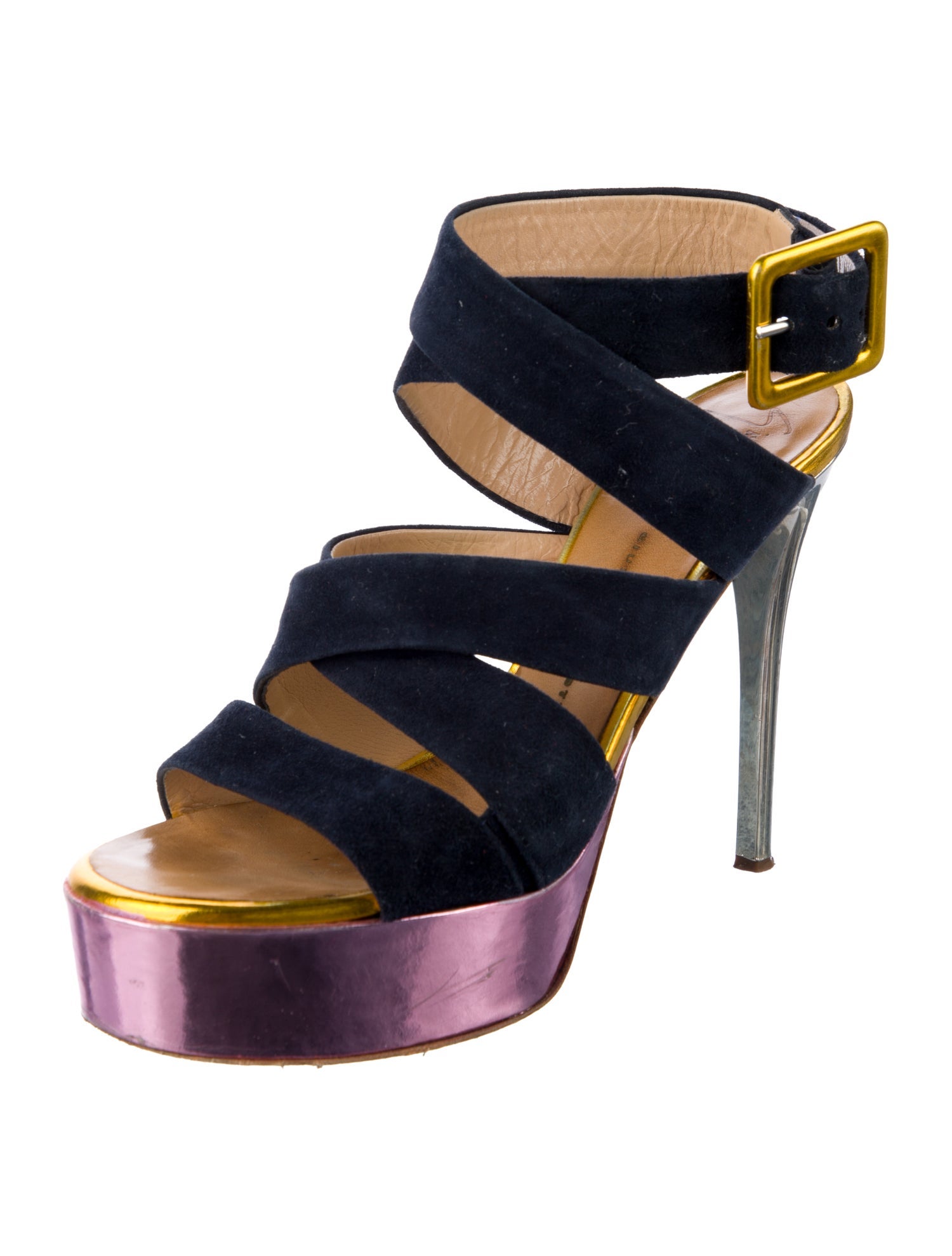 Giuseppe Zanotti Suede Colorblock Pattern Sandals