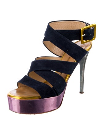 Giuseppe Zanotti Suede Colorblock Pattern Sandals