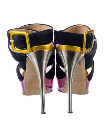 Giuseppe Zanotti Suede Colorblock Pattern Sandals