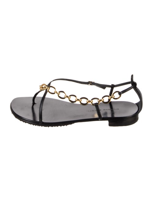 Giuseppe Zanotti Leather Chain-Link Accents T-Strap Sandals