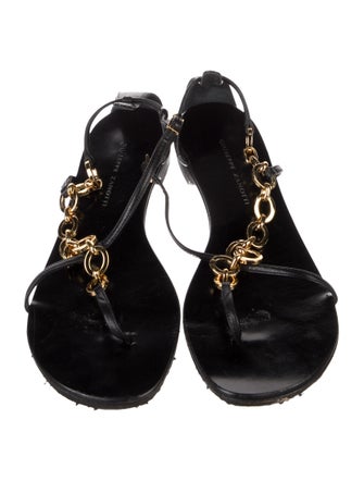 Giuseppe Zanotti Leather Chain-Link Accents T-Strap Sandals