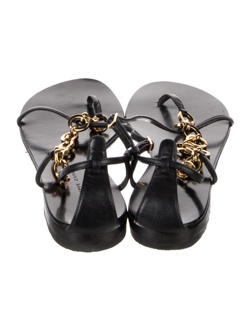 Giuseppe Zanotti Leather Chain-Link Accents T-Strap Sandals