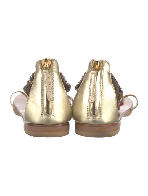 Giuseppe Zanotti Leather Crystal Embellishments T-Strap Sandals