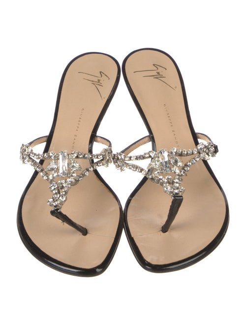 Giuseppe Zanotti Patent Leather Crystal Embellishments Slides