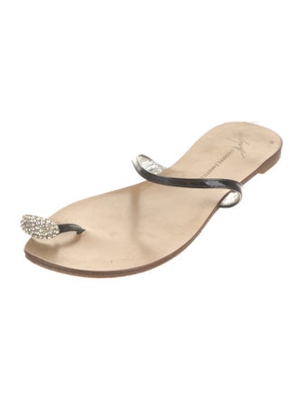 Giuseppe Zanotti Patent Leather Crystal Embellishments Slides