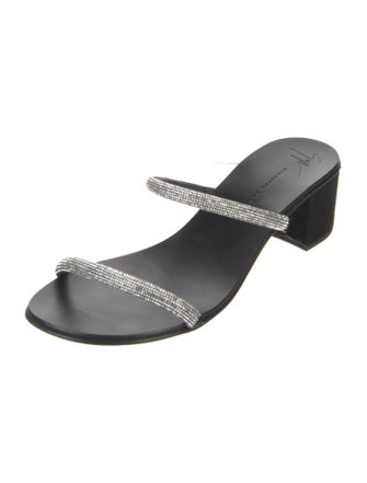 Giuseppe Zanotti Suede Crystal Embellishments Slides