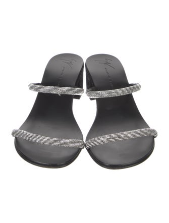 Giuseppe Zanotti Suede Crystal Embellishments Slides