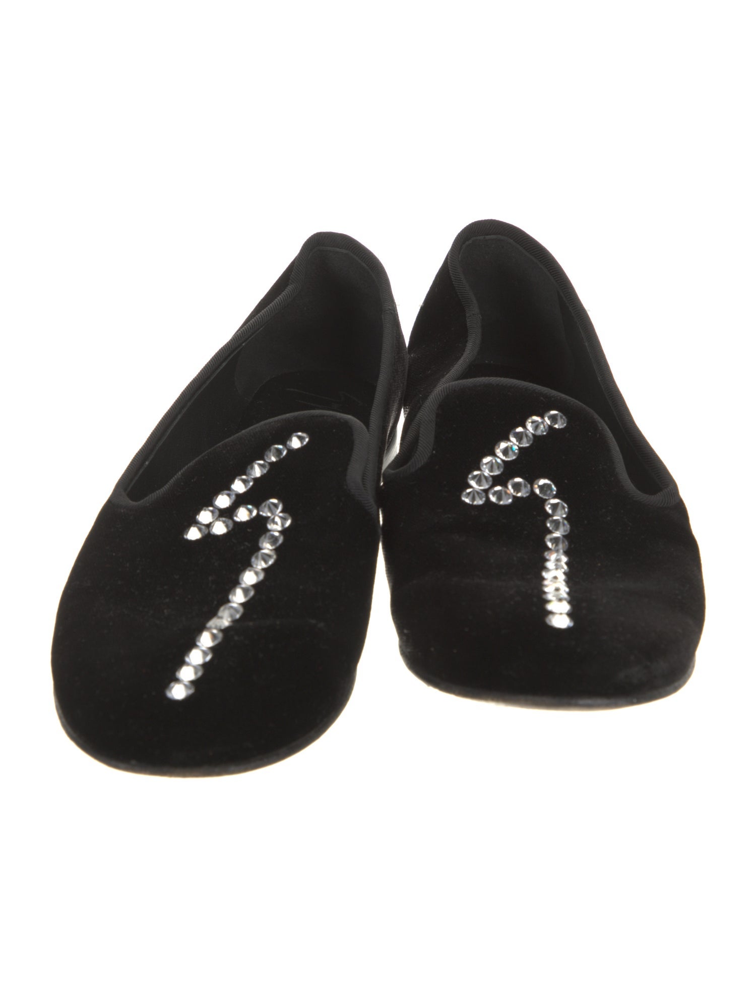 Giuseppe Zanotti Velvet Crystal Embellishments Flats