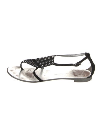 Giuseppe Zanotti Satin Crystal Embellishments T-Strap Sandals