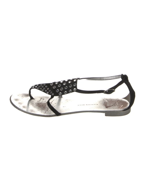 Giuseppe Zanotti Satin Crystal Embellishments T-Strap Sandals