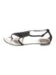 Giuseppe Zanotti Satin Crystal Embellishments T-Strap Sandals