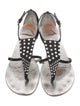 Giuseppe Zanotti Satin Crystal Embellishments T-Strap Sandals