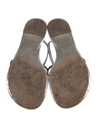 Giuseppe Zanotti Satin Crystal Embellishments T-Strap Sandals