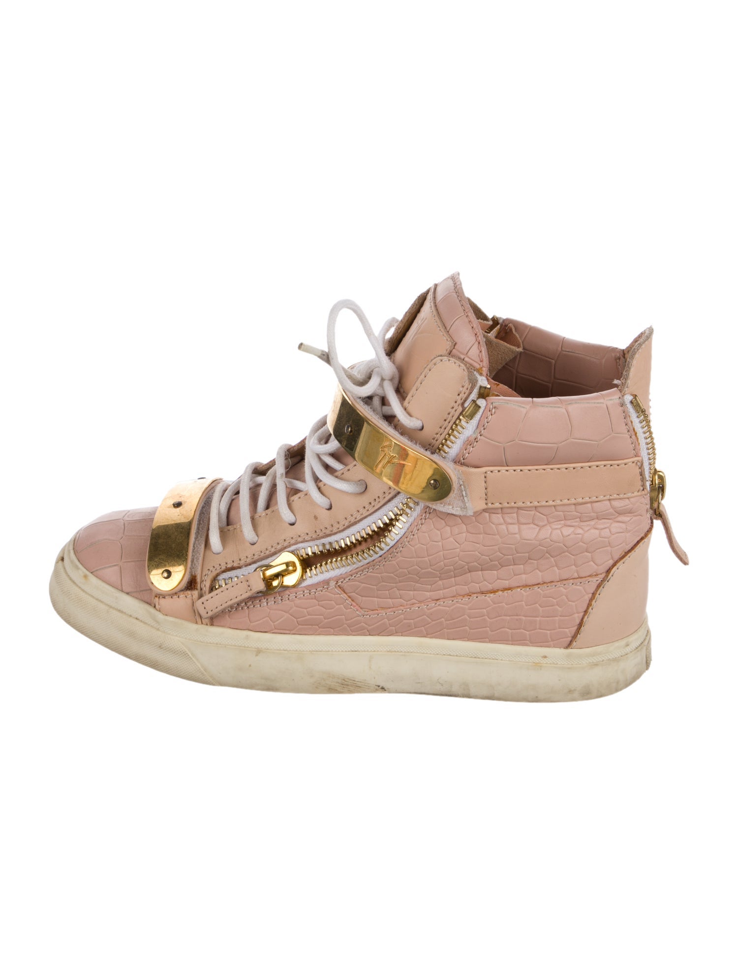 Giuseppe Zanotti Leather Colorblock Pattern Wedge Sneakers