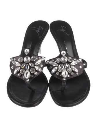 Giuseppe Zanotti Leather Crystal Embellishments Slides