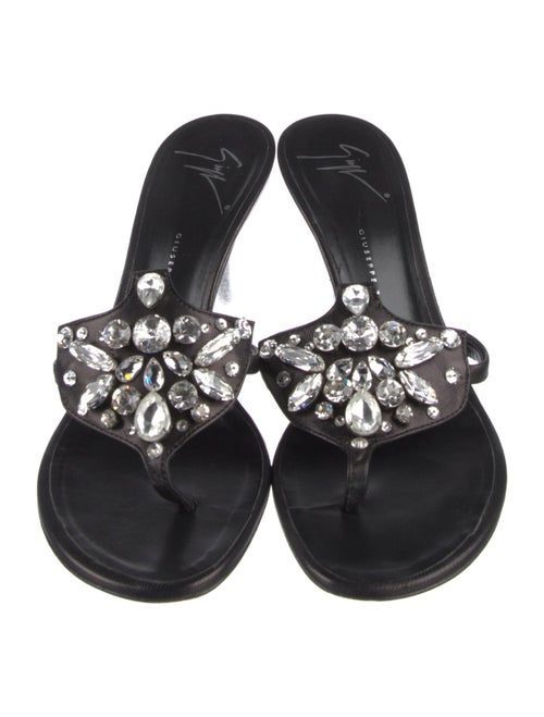 Giuseppe Zanotti Leather Crystal Embellishments Slides