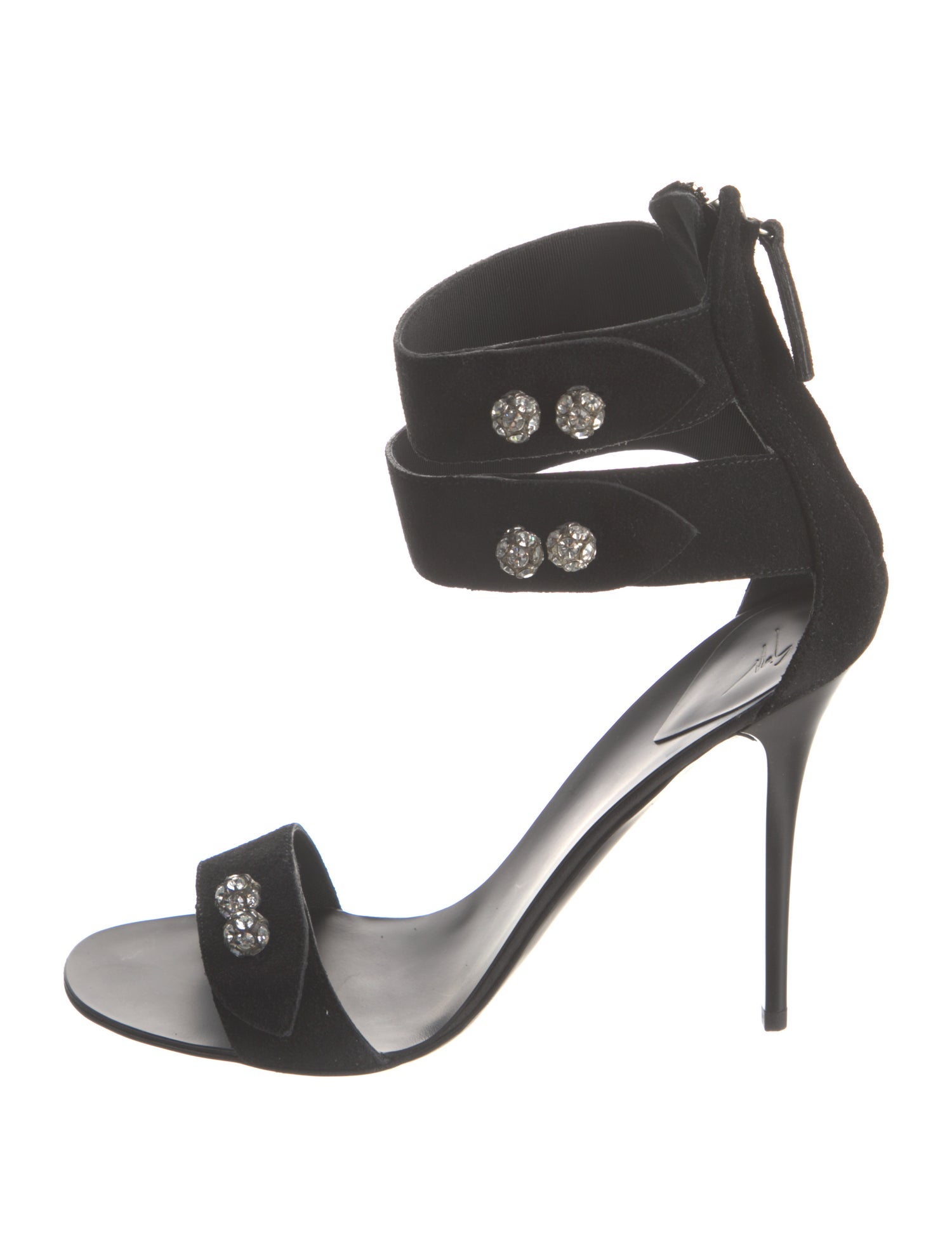 Giuseppe Zanotti Suede Crystal Embellishments Sandals w/ Tags