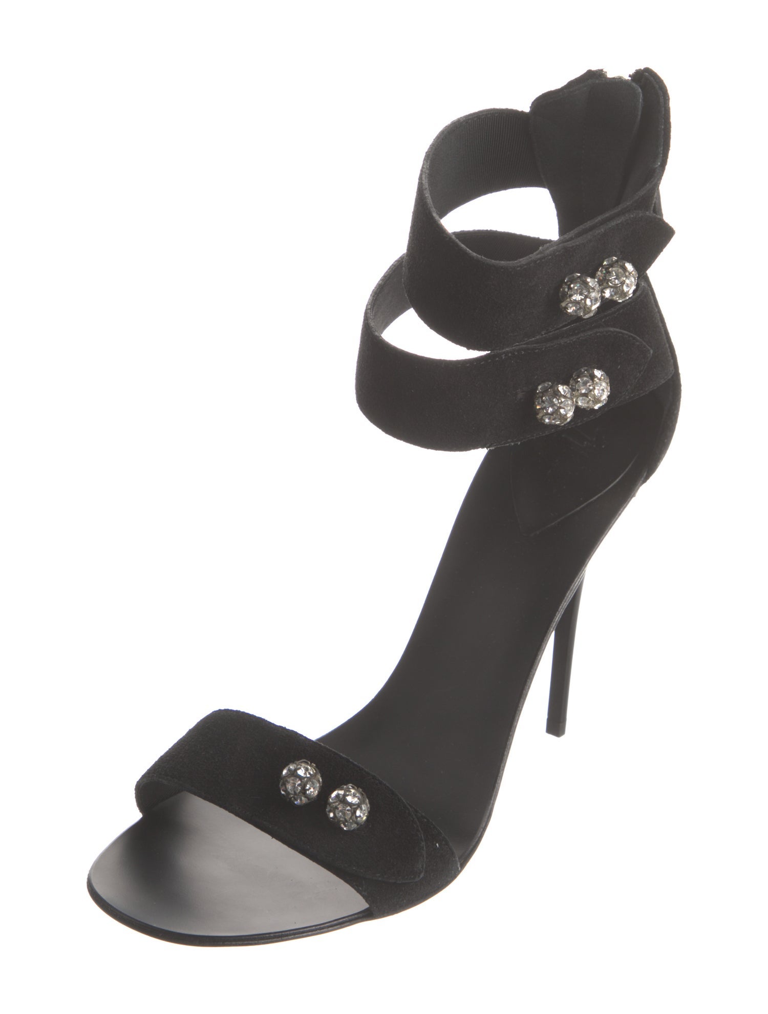 Giuseppe Zanotti Suede Crystal Embellishments Sandals w/ Tags